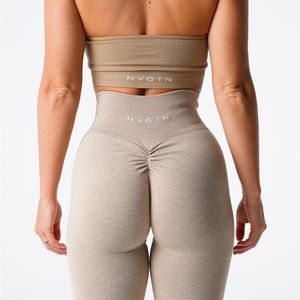NVGTN beige seamless scrunch leggings glute-booty enhancing style S worn once